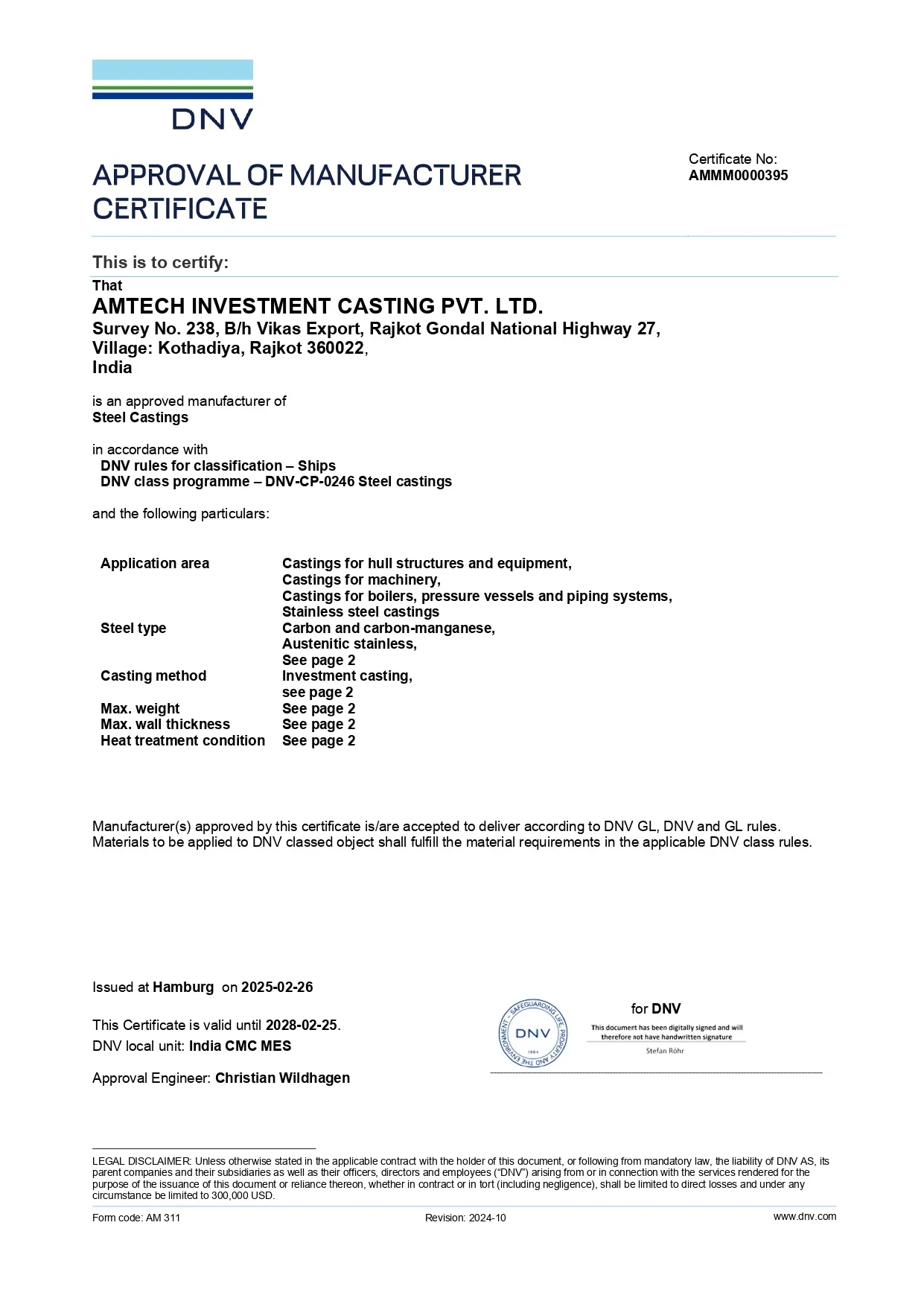 DNV Certificate